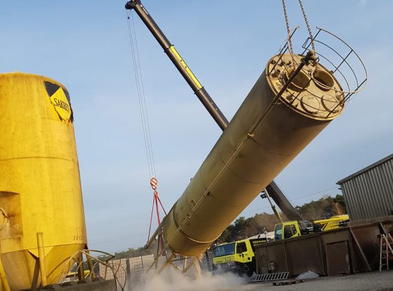 Démontage et remontage des silos KNAUF. Chantier Hamburg